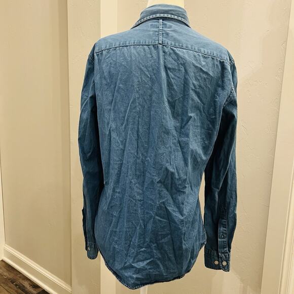 BANANA REPUBLIC Blue Button Up Shirt Grant Slim Fit Women Size S Long Sleeve - Picture 3 of 4